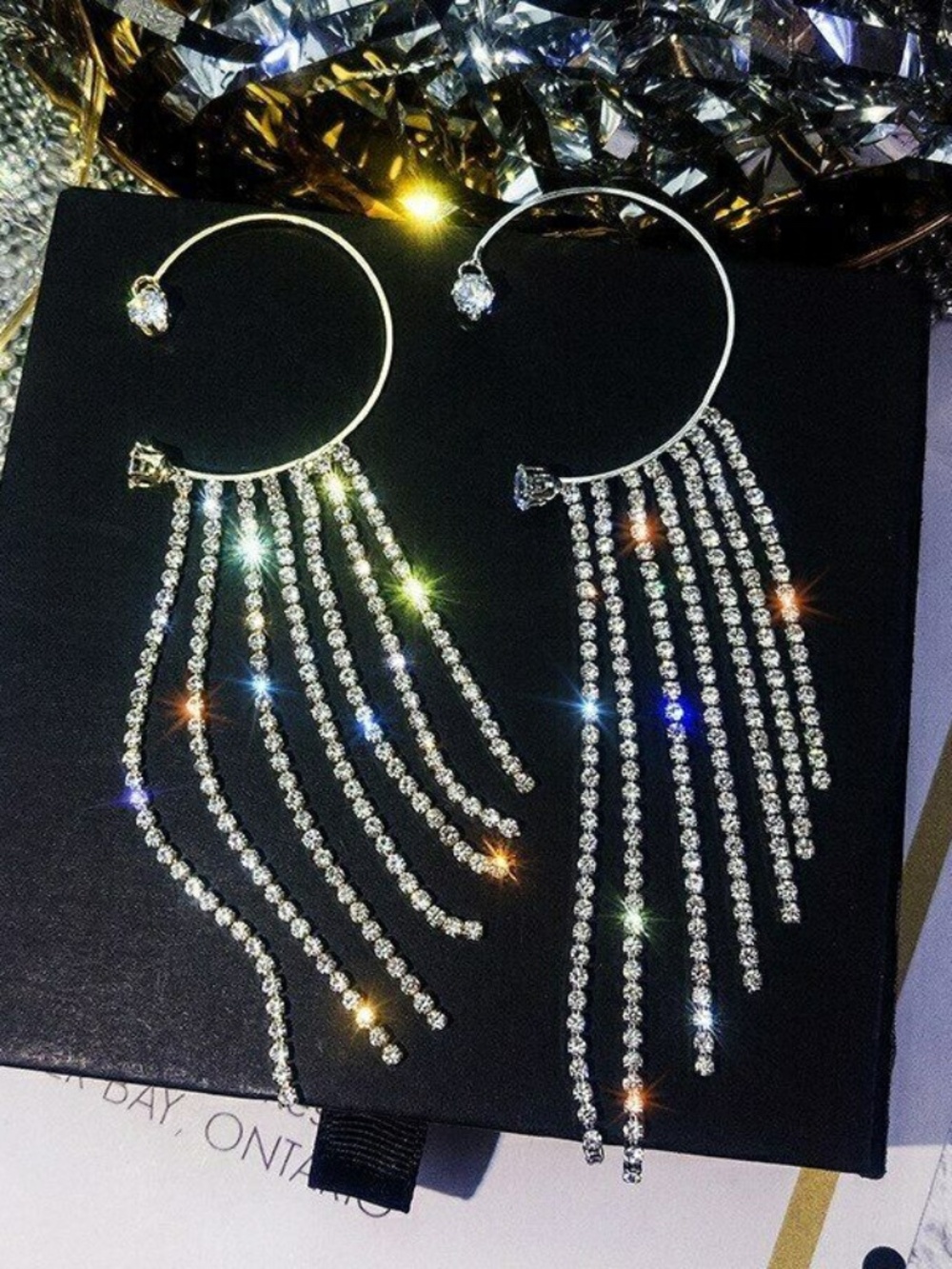 Clip on Earrings For Women Ear Cuff Tassels Without No Piercing Zircon Jewelry